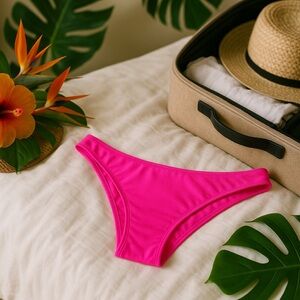 J Crew Womens Heritage 1989 Bikini Bottom Sz Medium Radiant Fuchsia High Leg